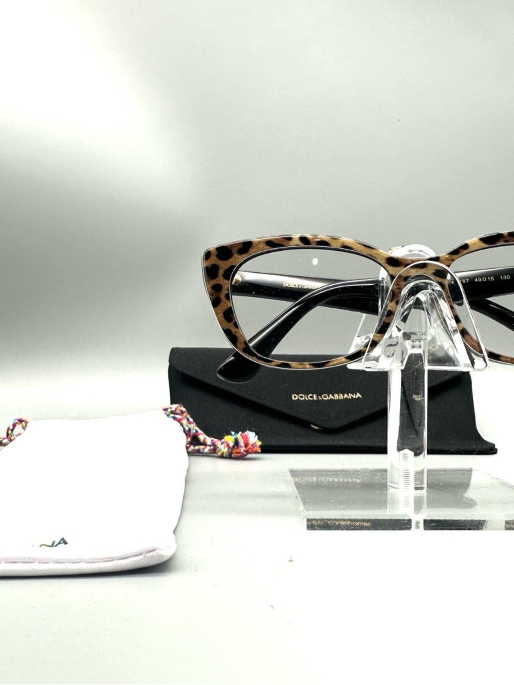 Dolce & Gabbana Kids Leopard Print Cat Eye Eyeglasses DX 4427 3163/87 49-15-130